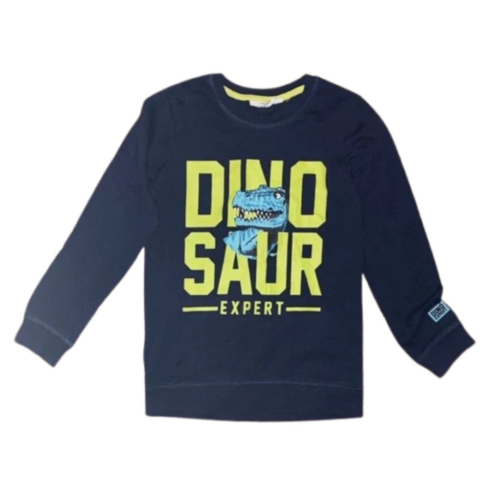Dinosaur Expert Kids Shirt Blue Long Sleeved Crewneck